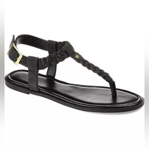 NWT Journee CollectionWomen's Genevive Braided T-Strap Flat Sandals Size‎ 7.5